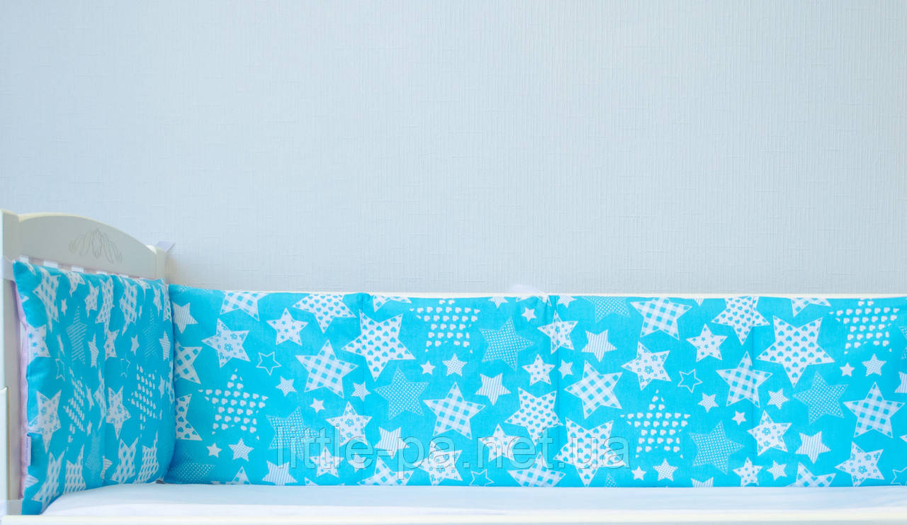 Захист дитячого ліжечка бавовняна «Зорепад із рожевим»