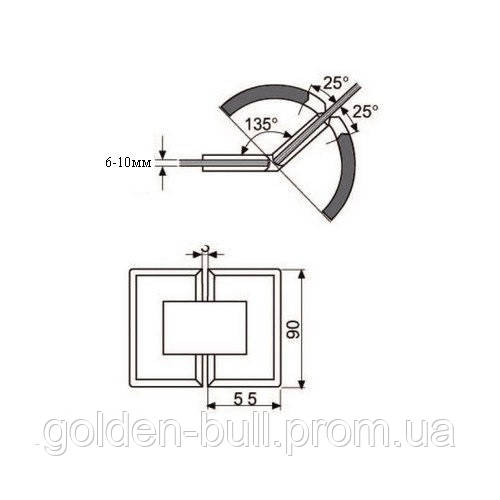 Петля для стеклянной двери стекло-стекло 135 градусов - фото 3 - id-p528451766