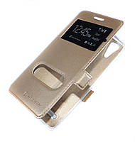 Золотиста шкіряна чохол-книжка Nillkin для Lenovo A6000