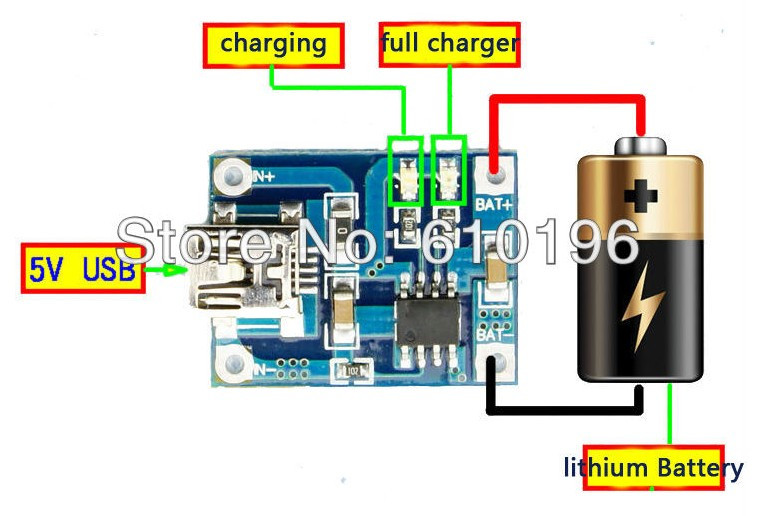 Контроллер заряда на TP4056 вход mini USB - фото 4 - id-p528477417