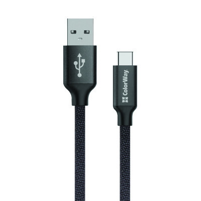 Дата кабель USB 2.0 AM to USB-C 1.0m 2.1А black ColorWay (CW-CBUC003-BK) PTR, фото 1