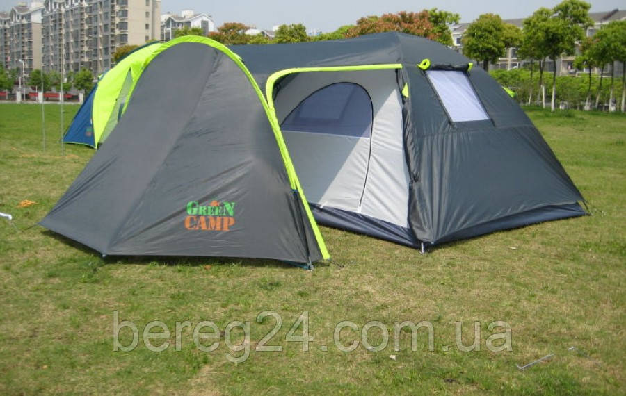 Палатка 4 местная с тамбуром GreenCamp 1009 ( двухcлойная ) - фото 1 - id-p528543853