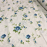 Бязь з ніжною блакитною трояндою на білому тлі, фото 2