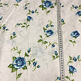 Бязь з ніжною блакитною трояндою на білому тлі, фото 3