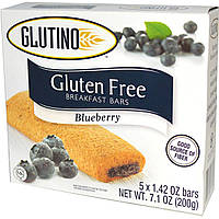 Glutino, Батончики для завтрака без глютена, черничные, 5 батончиков, 1,42 унции (40 г) каждый