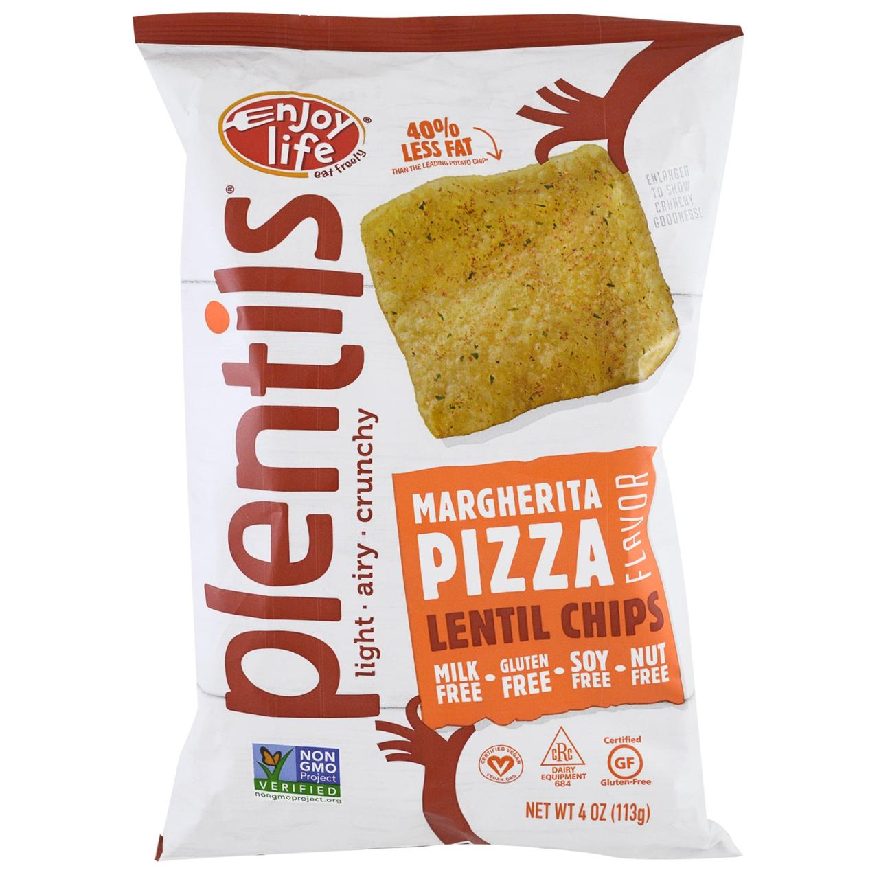 Enjoy Life Foods, Plentils, хрусткі сочевичні чіпси, Піца Маргарита, 4 унції (113 г)