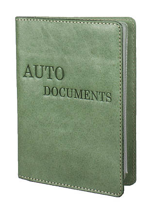 Обкладинка для водійських документів VIP (фісташковий) тиснення "AUTO DOCUMENTS", фото 1