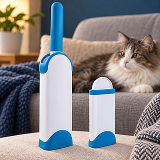 Щетка Fur Wizard True Touch для удаления шерсти животных с одежды и мебели голубая