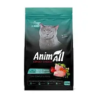 Сухой корм AnimAll для взрослых стерилизованных кошек с курицей и свежей ягненком, 12 кг