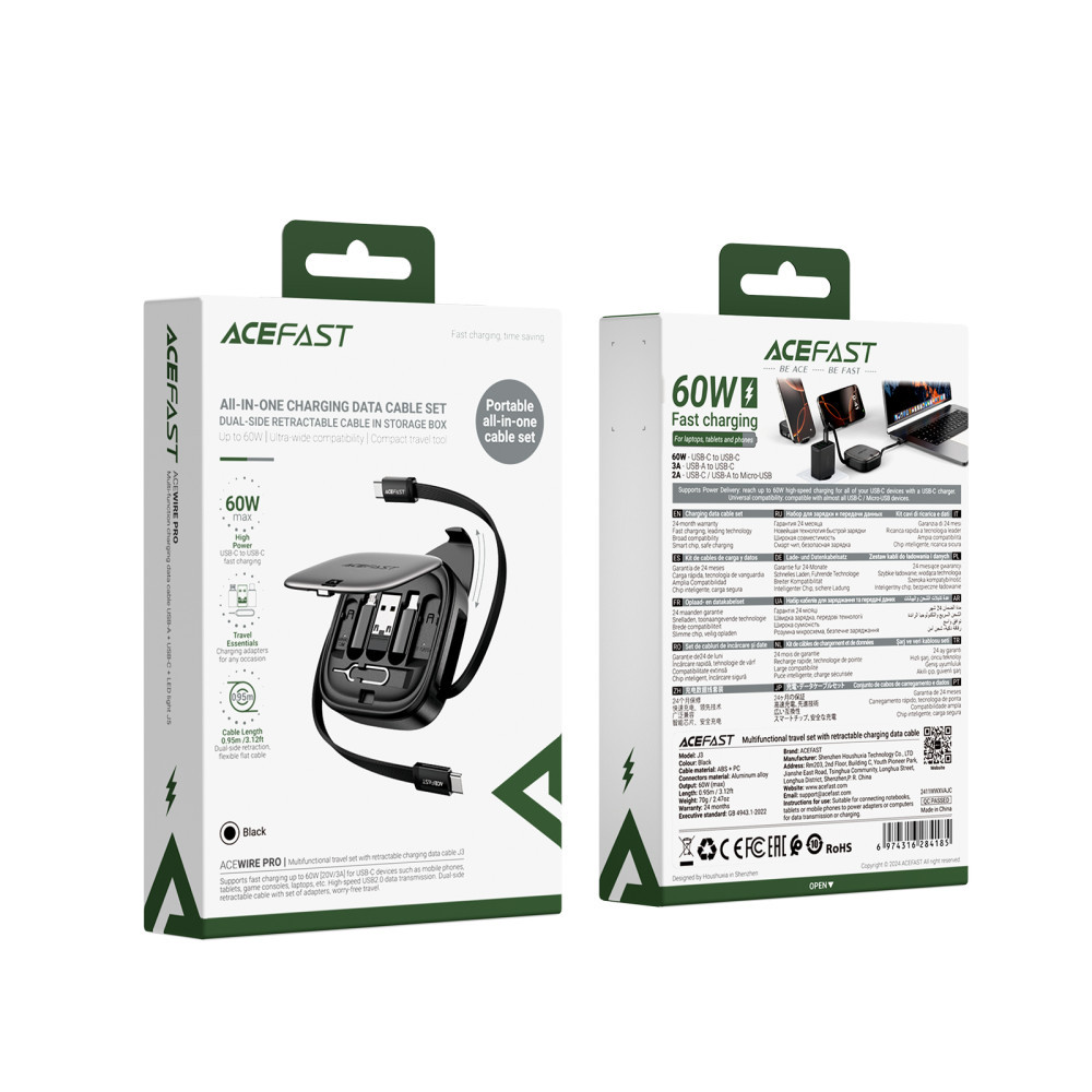 Data Cable AceFast J3 Multifunctional USB+Type-C To Type-C+Lightning+Micro 0., фото 1