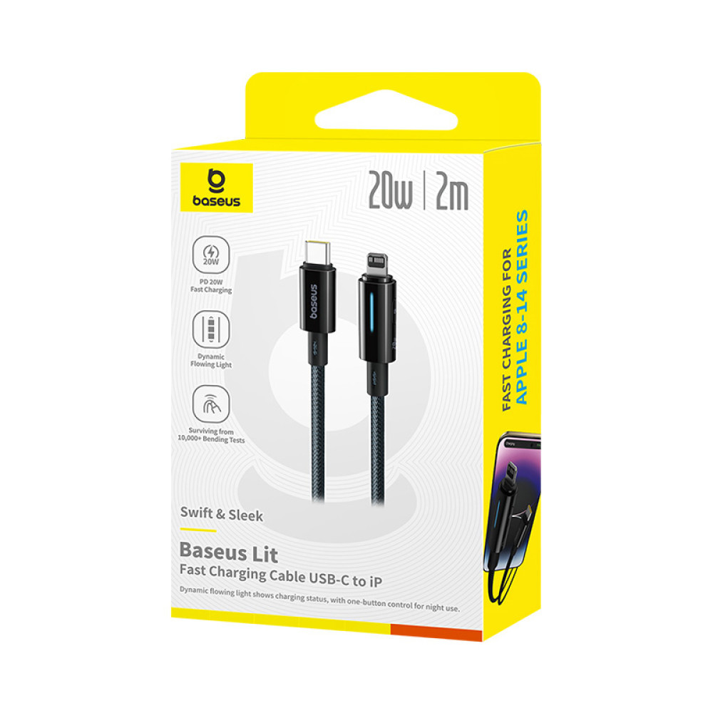 Data Cable Baseus Lit Button-Control Type-C to Lightning 2m ( ), фото 1