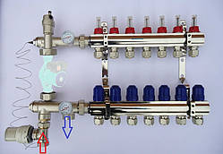 Колектор Грос на 7 виходів для теплої підлоги в зборі