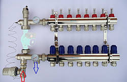 Колектор Грос на 8 виходів для теплої підлоги в зборі