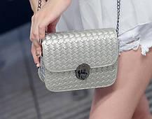 Стильна Fashion сумка-клатч на ланцюжку, з плетінням, фото 5
