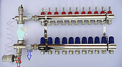 Колектор Грос на 11 виходів для теплої підлоги в зборі