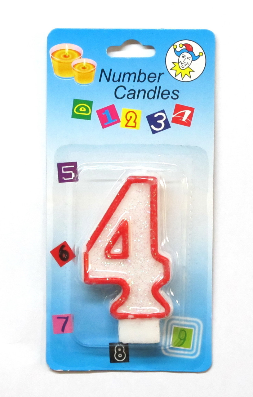 Свічка для торта цифра" Червоний контур "4