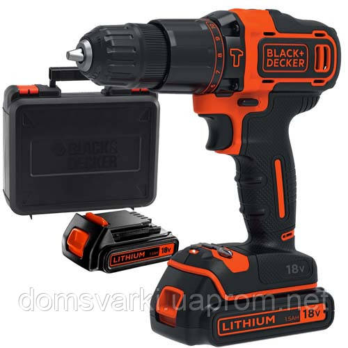 Дриль-шурупокрут ударний акумуляторний BLACK+DECKER BDCHD18KB