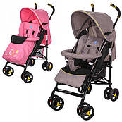 Коляска дитяча M 3422-1 прогулянковий, потужність, колеса4шт,рег.спинка,5-точ.рем,2колір рожева