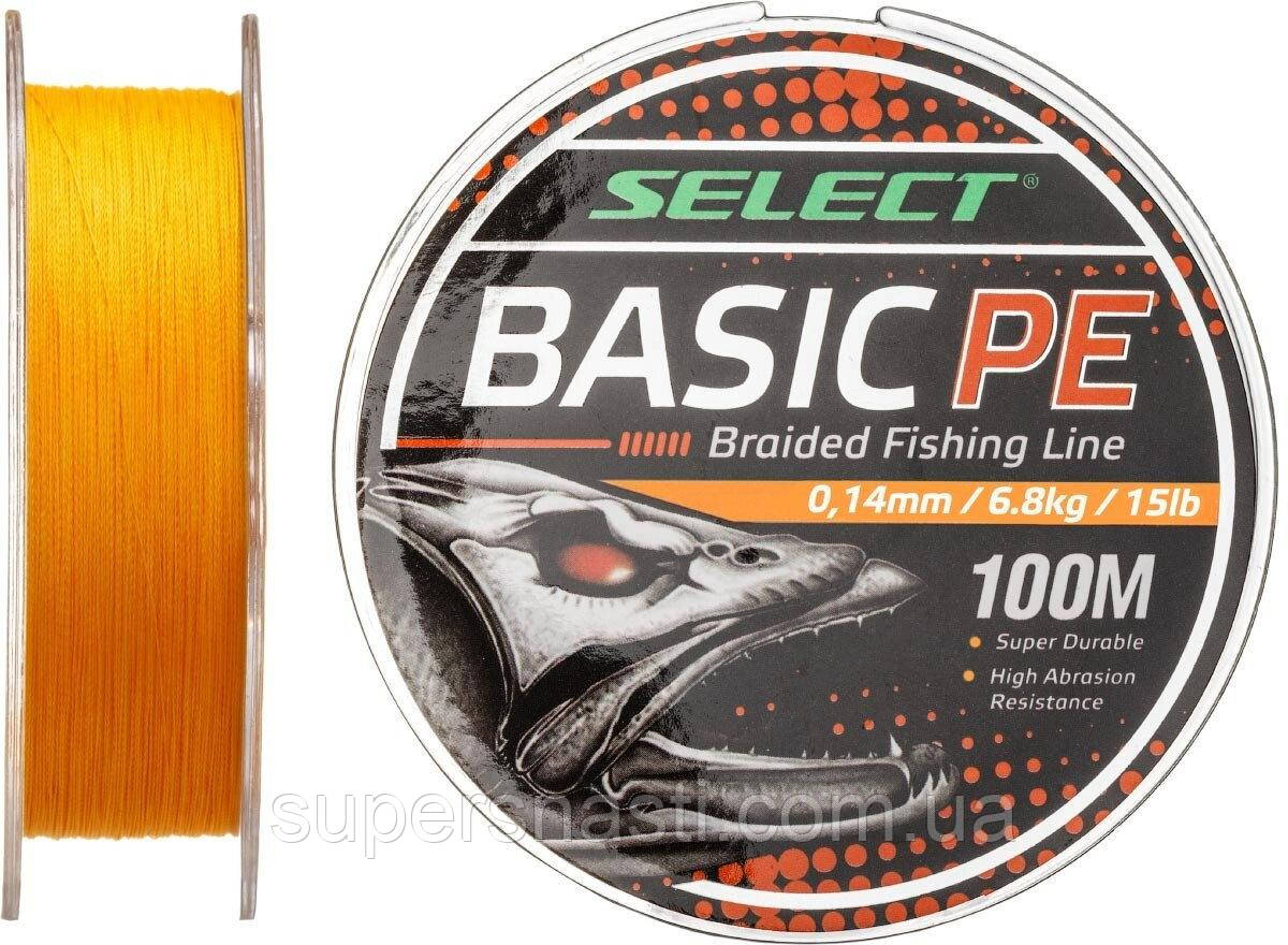Шнур Select Basic PE 100м 0.14мм 15lb/6.8кг (оранжевый), фото 1
