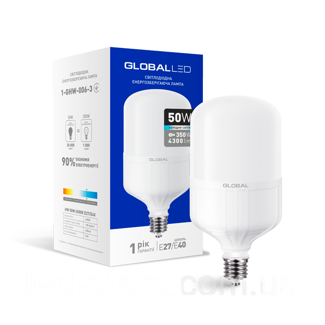 LED лампа HW GLOBAL 50W 6500K E27/E40 (1-GHW-006-3) (NEW), фото 1