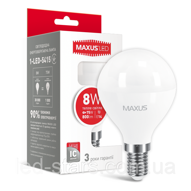 LED лампа MAXUS G45 F 8W 4100K 220V E14 (1-LED-5416) (NEW), фото 1