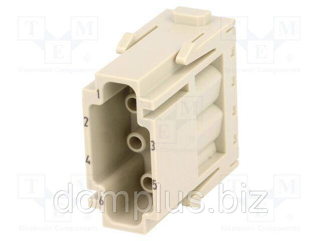 Разъем: HDC; модуль; штекер; 16A; 500V; Han-Modular®; PIN: 6; Han E®, фото 1
