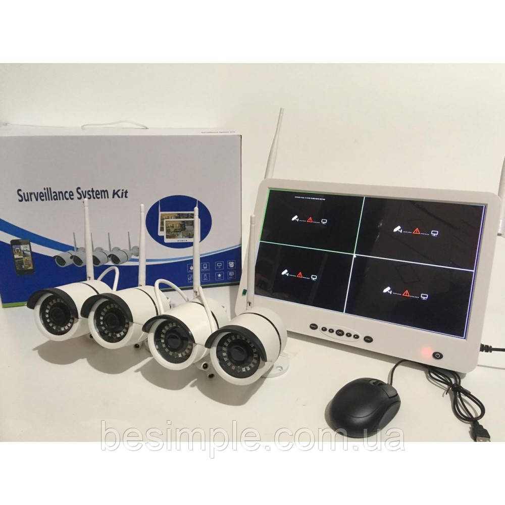 Реєстратор + камери DVR KIT LCD 13'' 1304 WiFi 4ch набір на 4 камер, фото 1