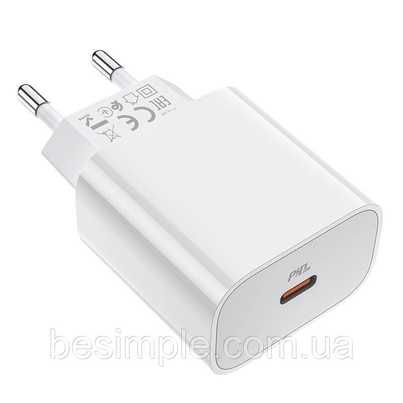Адаптер HOCO C76A Plus Speed^1Type-C PD QC 20Вт 3A белый, фото 1