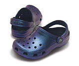 Крокси для дівчинки сабо Класик Перламутрові оригінал / Crocs Kids Classic Iridescent Clog (12644), Сині 26, фото 3