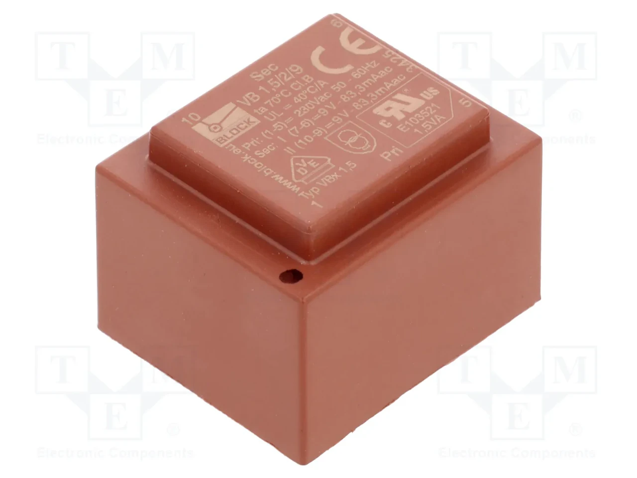 Трансформатор, общее BLOCK VB 1,5/2/9, 1,5VA, 230V/9V, монтаж PCB — набор 5 шт.