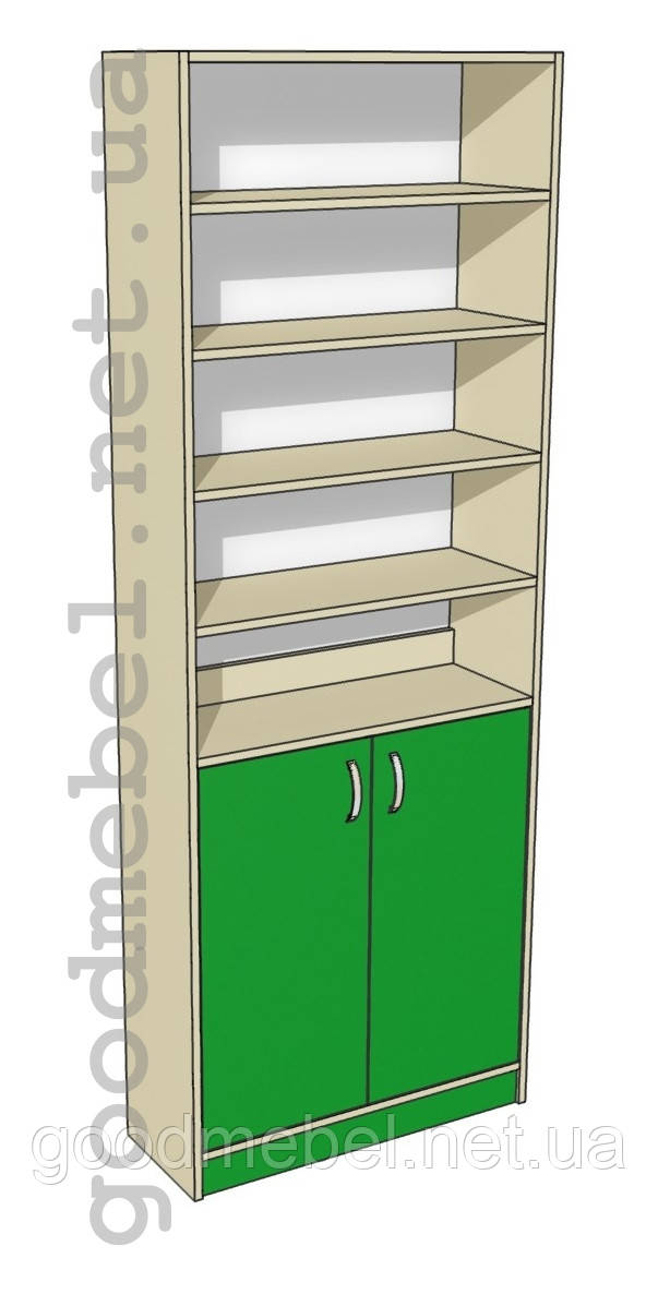 Шафа-стелаж аптечна з накопичувачем, торгове обладнання меблі для аптеки ШС-02