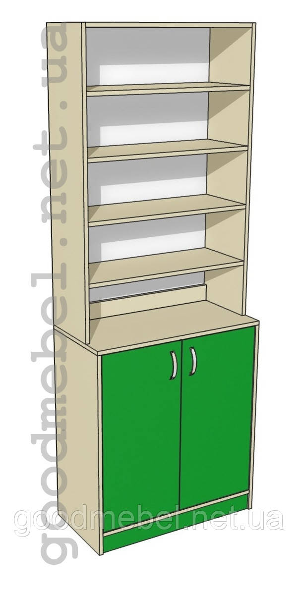 Шафа-стелаж аптечна з накопичувачем, торгове обладнання меблі для аптеки ШС-04