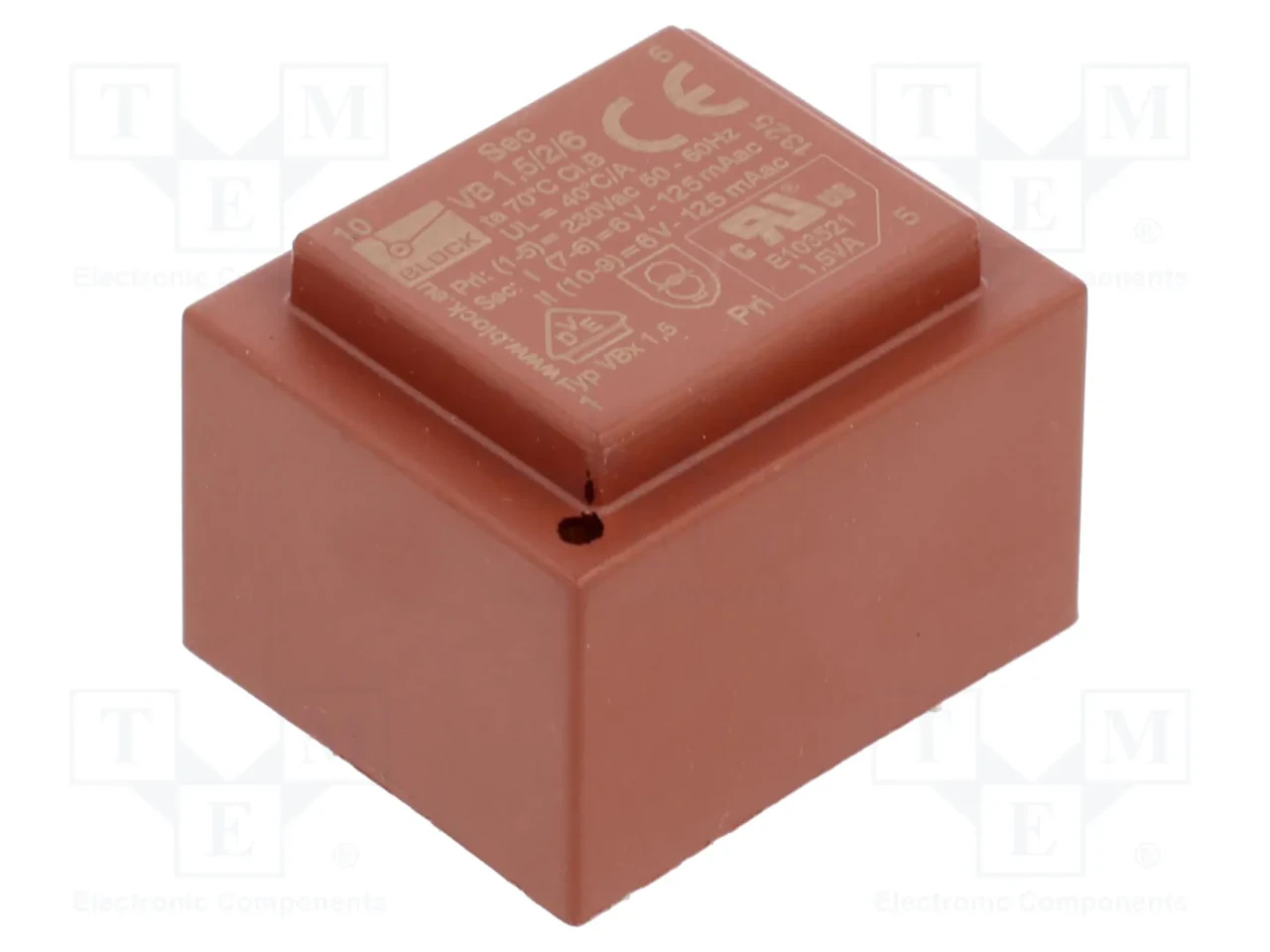 Трансформатор BLOCK VB 1,5/2/6, 1,5 VA, 230V/6V, PCB (5 шт.)