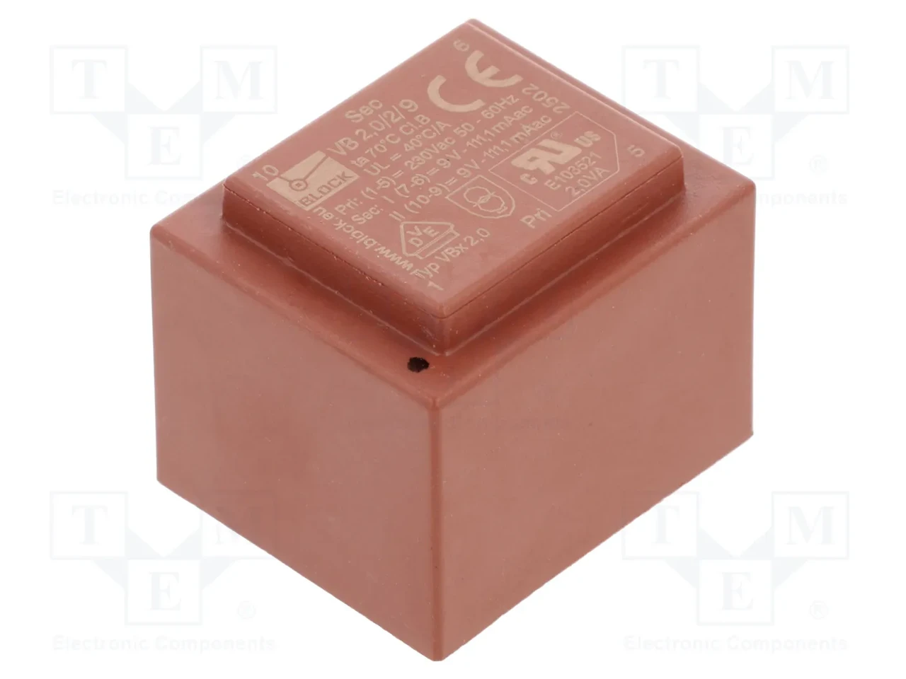 Трансформатор BLOCK VB 2,0/2/9, 2VA, 230V/9V, залитый, набор 5 шт.