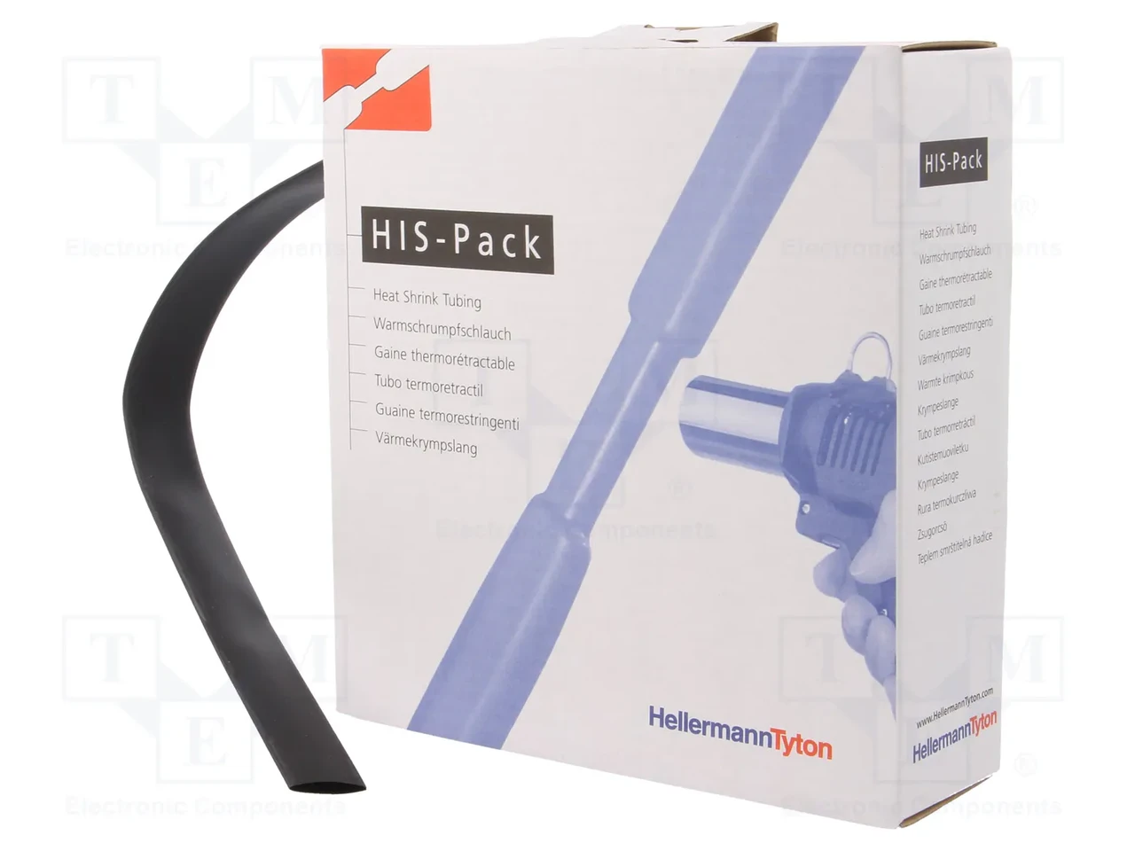 Термоусадочна трубка HellermannTyton 300-31270, 6.4 мм, чорна, 5 м