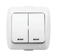 Вимикач Alsu Білий подвійний з підсвіткою