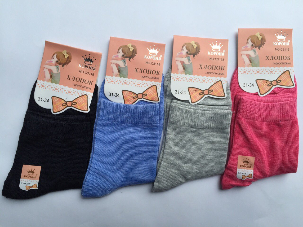 Підліткові бавовняні шкарпетки «Корона» 31-34/35-38, фото 1