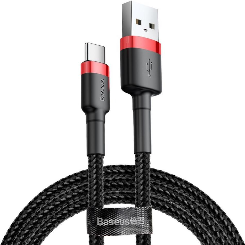 Кабель Baseus Cafule Cable USB For Type-C 2A 3m Red+Black, фото 1
