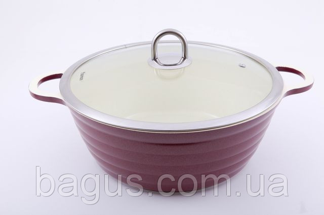 Каструля алюмінієва 28 x 10 см / 5.3 л зі скляною кришкою Fissman Lazurite (AL-4592.28) 