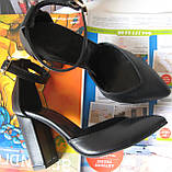 Mante! Красиві жіночі шкіра чорного кольору босоніжки туфлі підбор 10 см весна літо осінь, фото 2