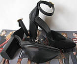 Mante! Красиві жіночі шкіра чорного кольору босоніжки туфлі підбор 10 см весна літо осінь, фото 3