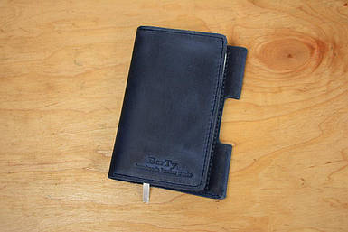 Обкладинка для блокноту А6 з натуральної шкіри колір Синій