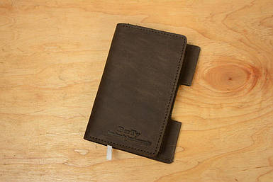 Обкладинка для блокноту А6 з натуральної шкіри колір Шоколад