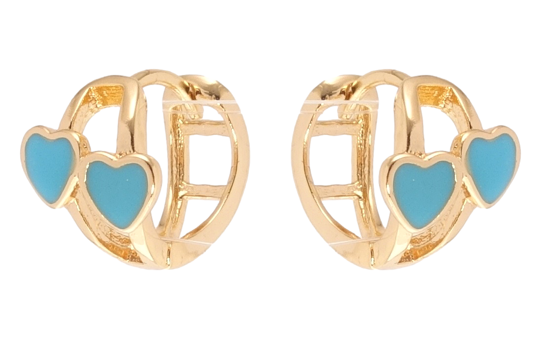 

Серьги Xuping Позолота 18K колечки "Сердечки с голубой эмалью"