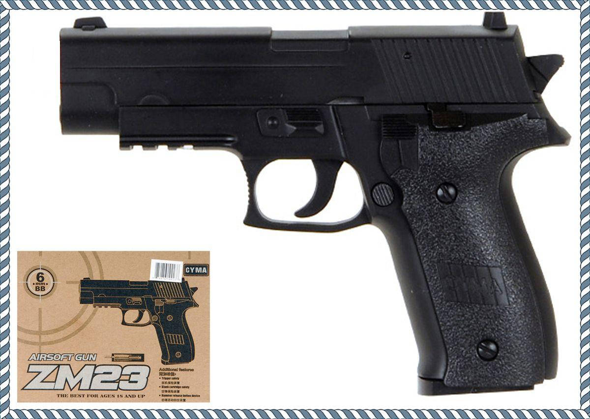 

Детский пистолет на пульках 6 мм ZM23 металлический корпус дальность 30 м, Черный