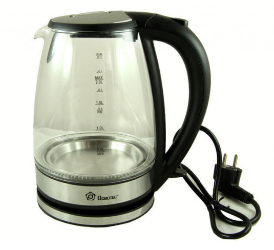 

Чайник электрический стеклянный с подсветкой Domotec MS-8110 1.8 л 2200W Black