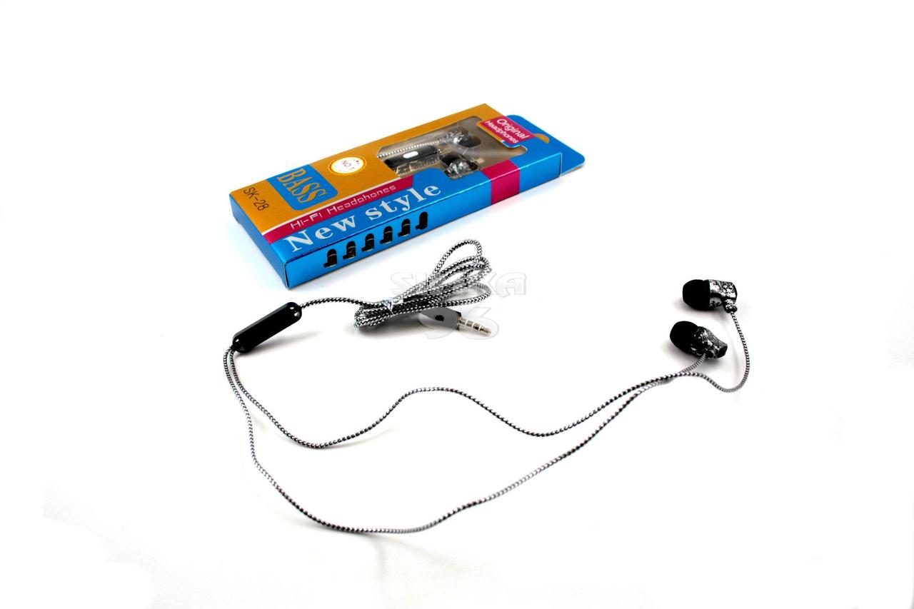 Вакуумні навушники вкладки з мікрофоном Hi-Fi Headphones New Style SK-28, фото 1