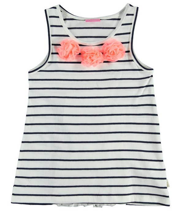 Футболка для дівчинки LC Waikiki білого кольору в темні смужки 100% бавовна