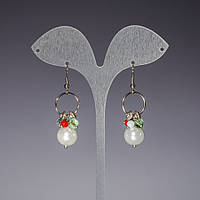 Сережки довгі "Перлини на кільцях" ( їм ) L-4,5 см купити біжутерію дешево оптом в інтернеті