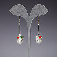 Сережки довгі Перлини ( їм ) кольоровий "чеський кришталь" L-6см купити біжутерію дешево оптом в інтернеті